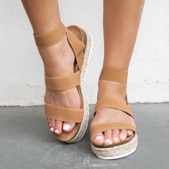 Nature Breeze Shoes - Camel Platform Espadrilles Sandal